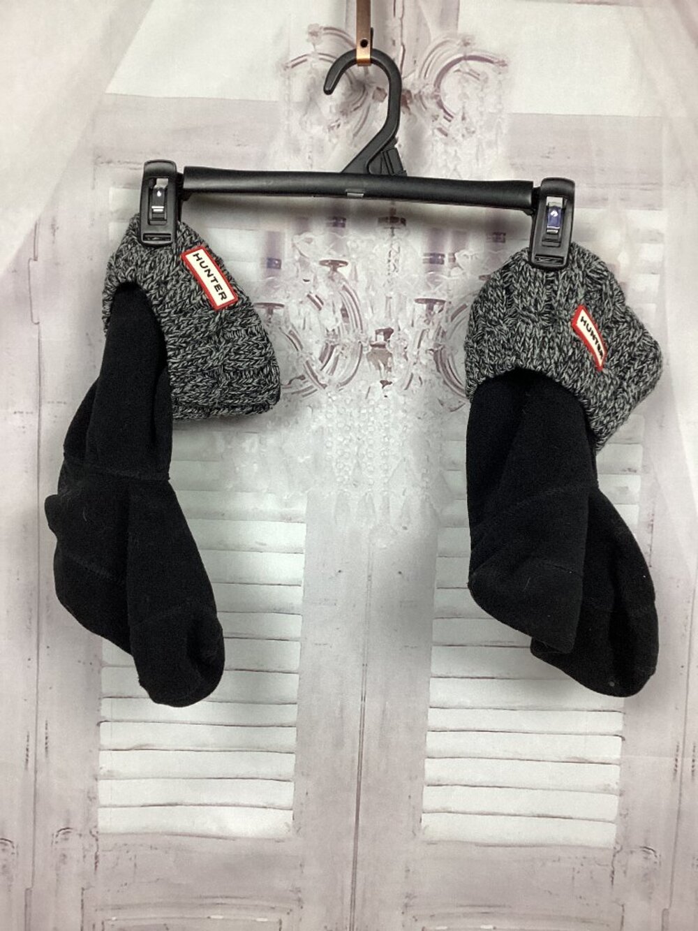 Hunter Black Socks Boot Socks Gray Cuff M